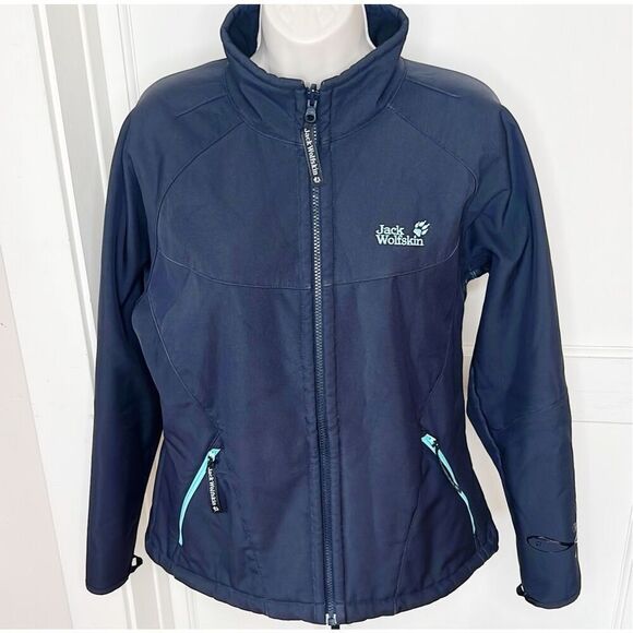 Jack Wolfskin Outdoor Flexshield Softshell Navy Blue Jacket Coat Size Large - Picture 1 of 10
